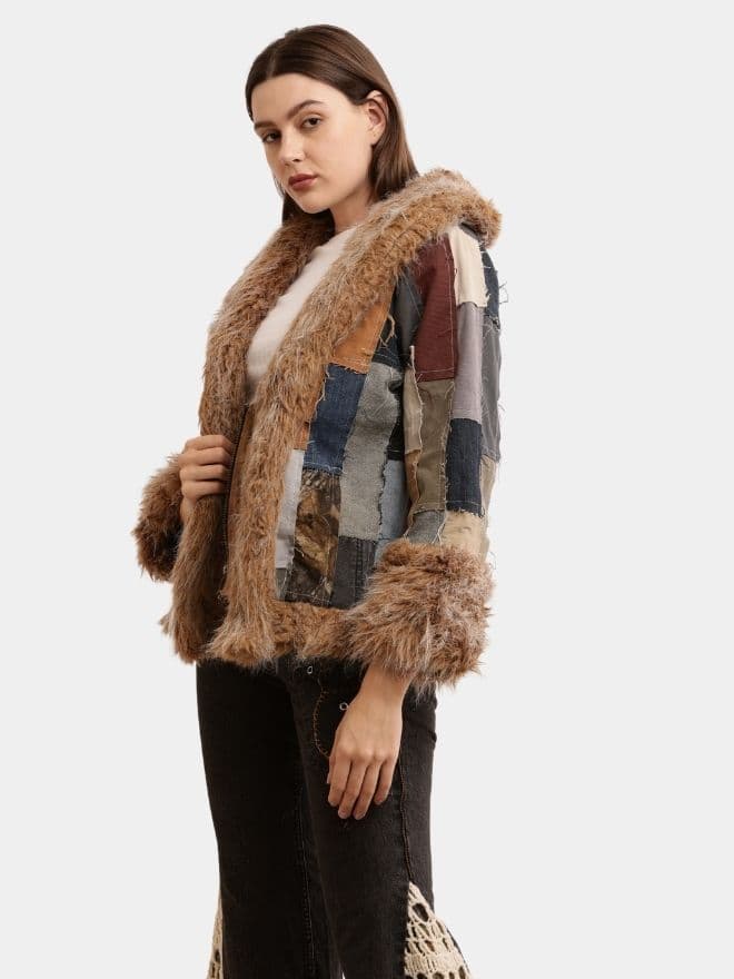 The Mix & Match Patch Jacket – Afghan Faux Fur thumbnail 4