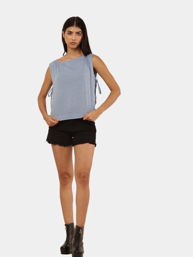 Vintage Denim Tie-Up Crop Top thumbnail 2