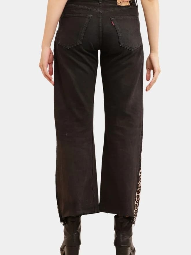 Leopard Side Panel Reworked Baggy Denim Jeans thumbnail 2