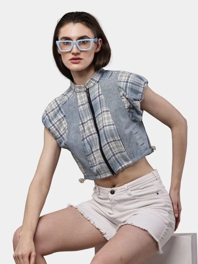 Flannel Check Crop Top — image 1 of 12