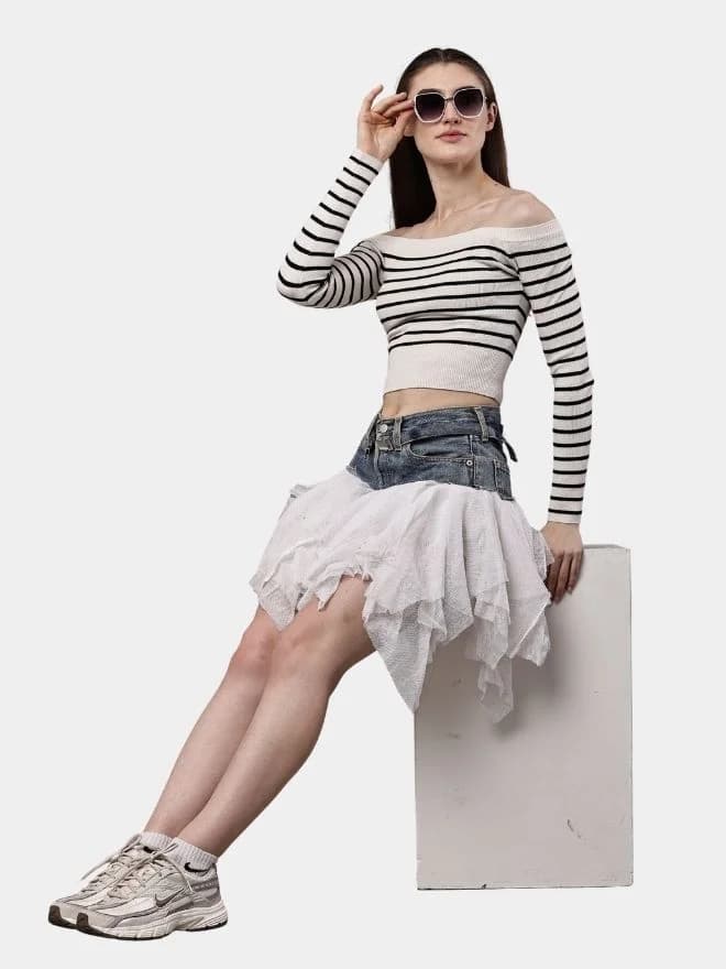Levi’s Denim & Mesh Layered Skirt thumbnail 4