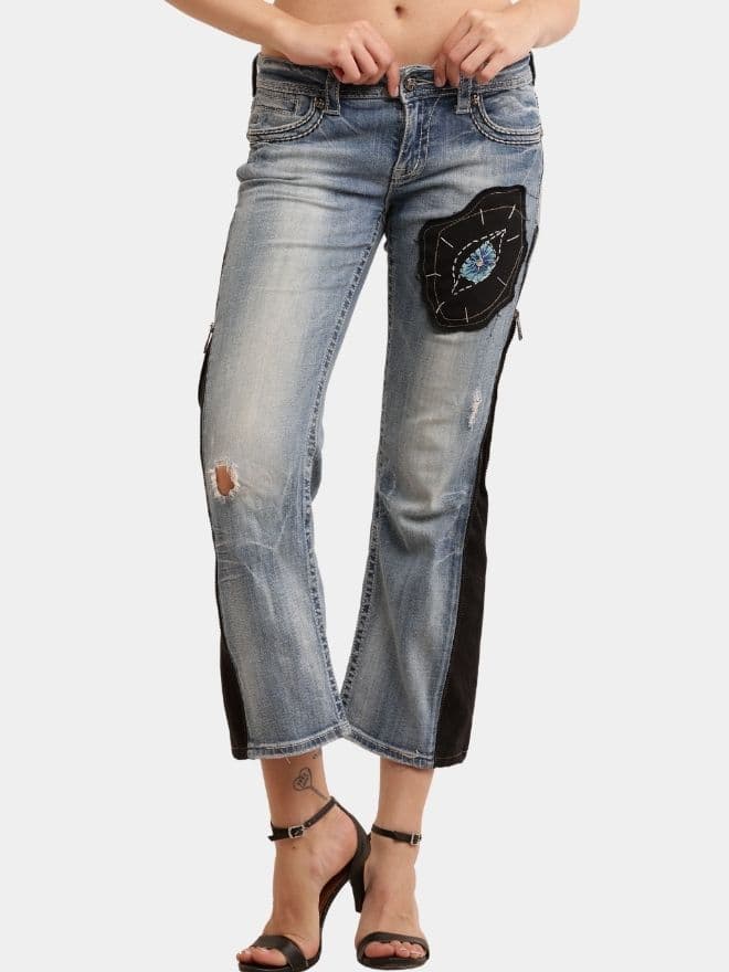 The Zipper Panel – Embroidered Bootleg Denim — image 1 of 19