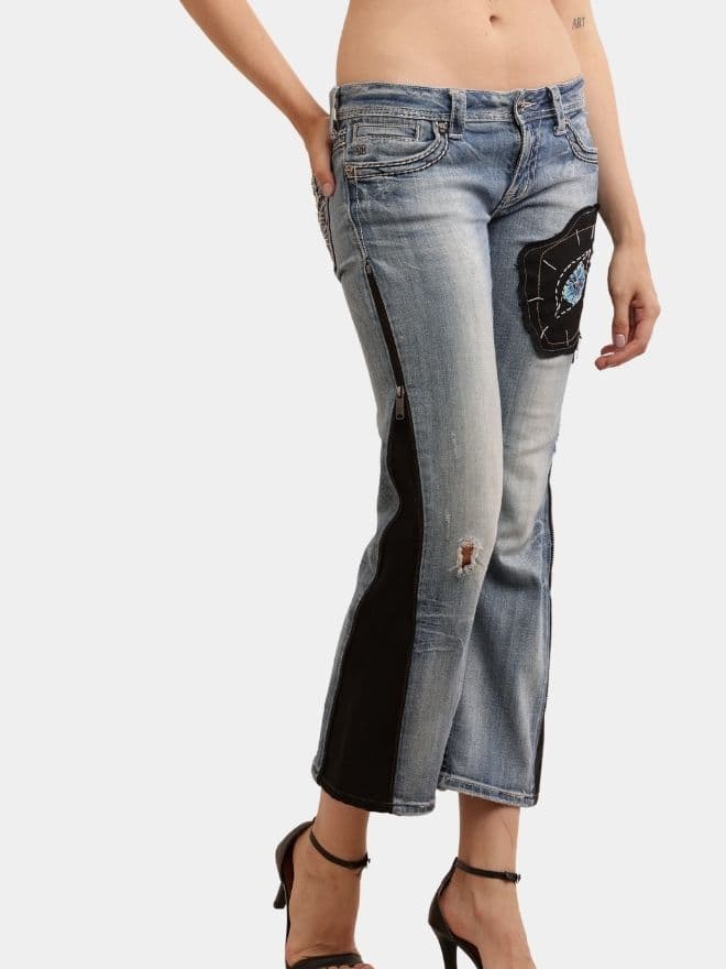 The Zipper Panel – Embroidered Bootleg Denim thumbnail 3