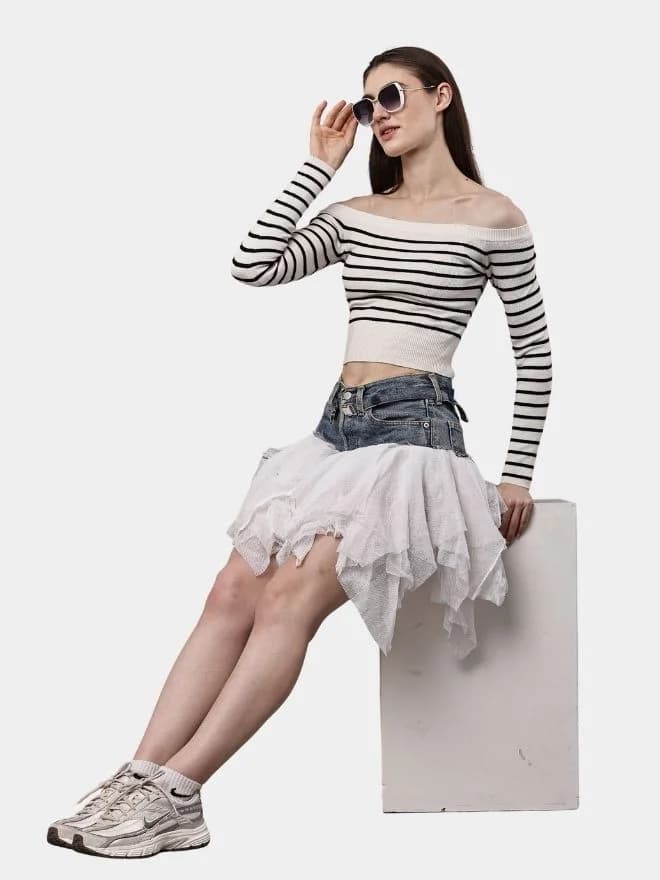 Levi’s Denim & Mesh Layered Skirt thumbnail 3