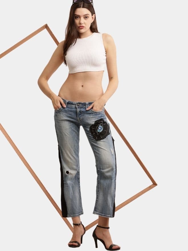 The Zipper Panel – Embroidered Bootleg Denim thumbnail 2