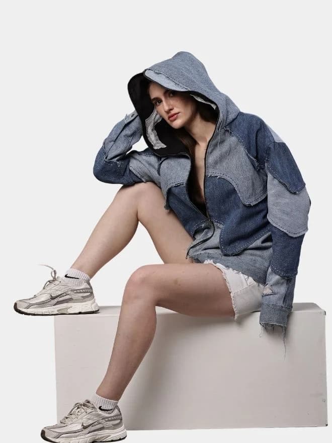 Double Hood Denim Jacket thumbnail 3