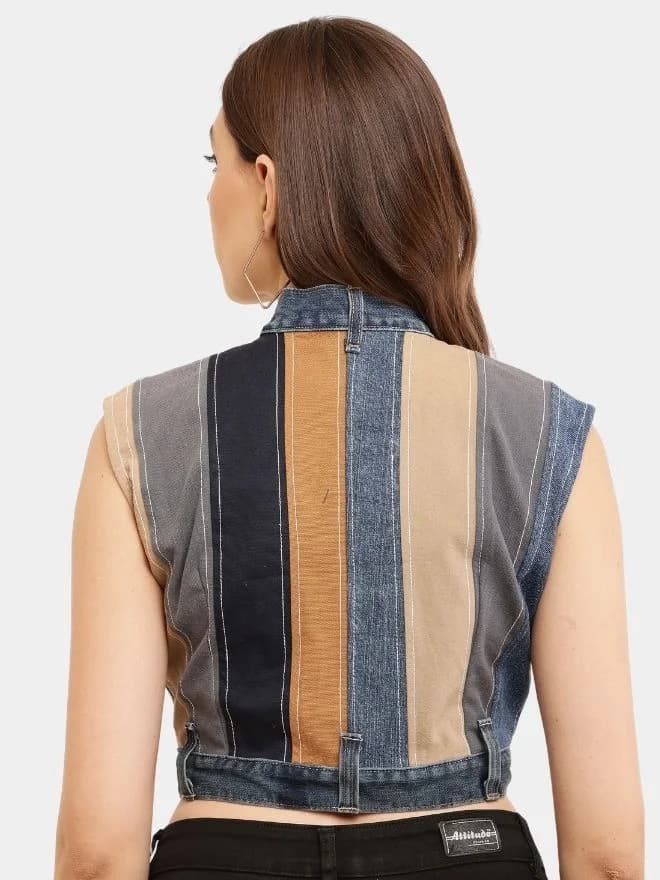 Multicolour Reworked Denim Jacket Top thumbnail 3