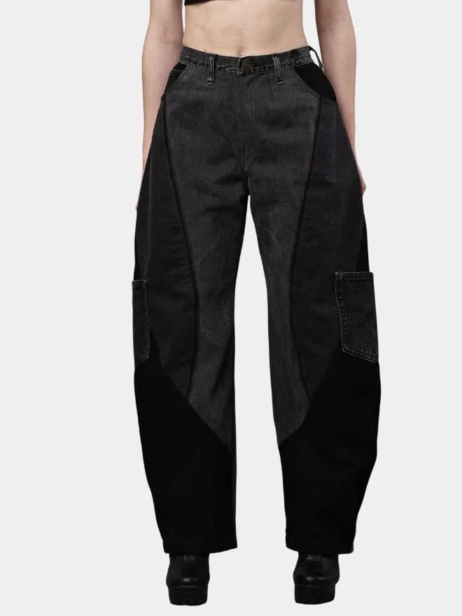 Duo Tone Black Pants with Side & Back Pocket Details thumbnail 3