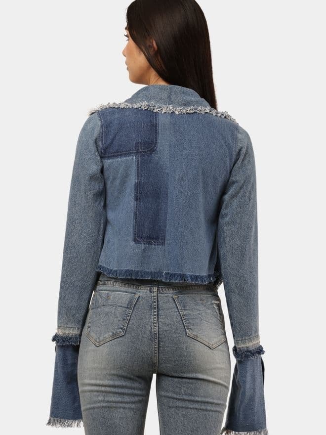 Denim Zip-Up Convertible Shirt Jacket thumbnail 2