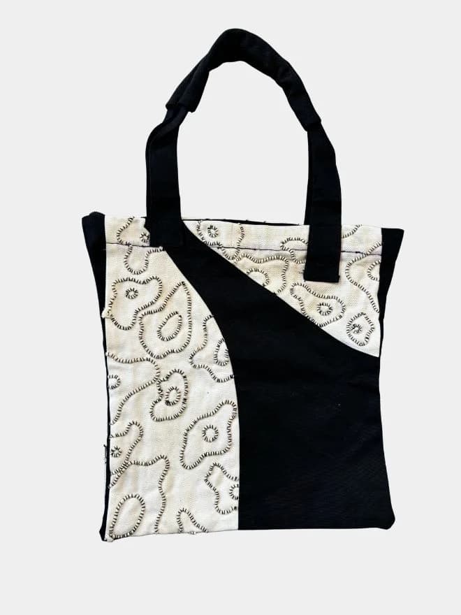 Amoeba Hand-Threaded Vintage Denim Tote Bag — image 1 of 2
