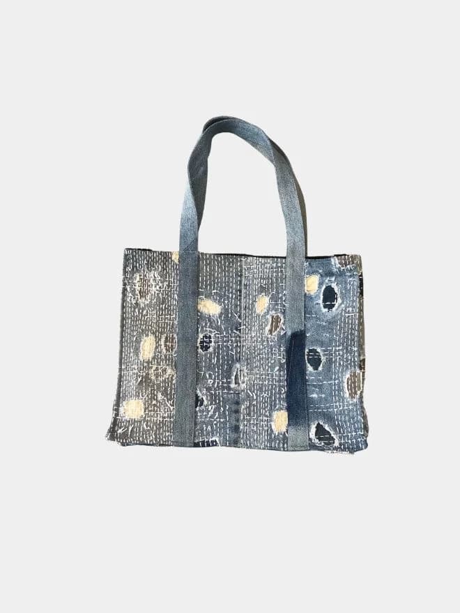 Japanese Boro Style Denim Patchwork Tote Bag thumbnail 4