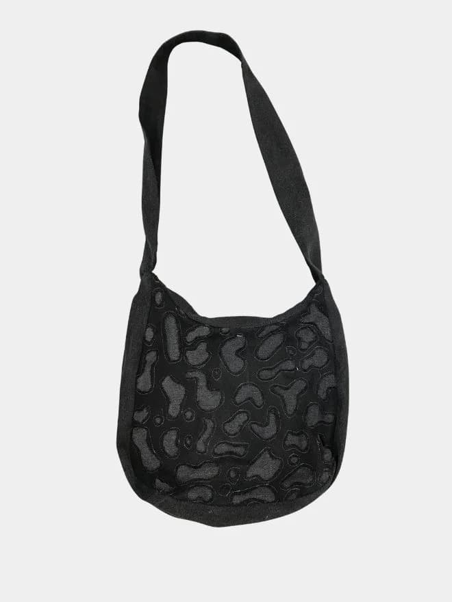 Raw Cut Patchwork Black Tote Bag — image 1 of 5