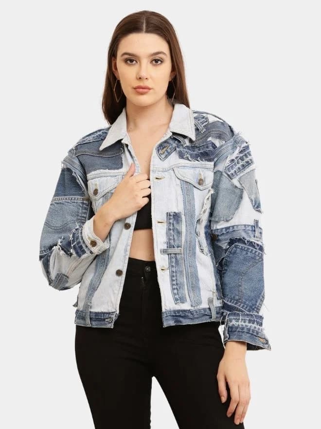 Deconstructed Appliqué Denim Jacket thumbnail 2