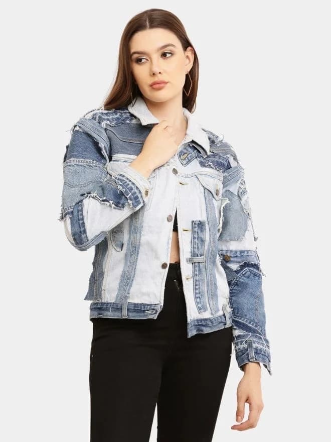 Deconstructed Appliqué Denim Jacket thumbnail 4