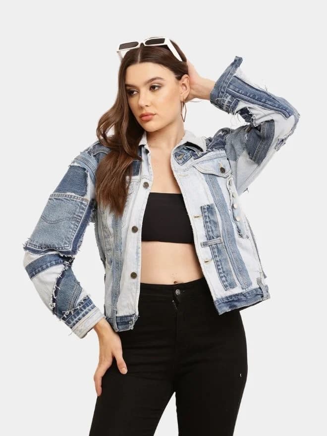 Deconstructed Appliqué Denim Jacket — image 1 of 8