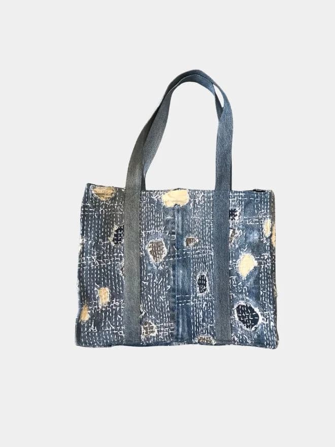 Japanese Boro Style Denim Patchwork Tote Bag — image 1 of 4