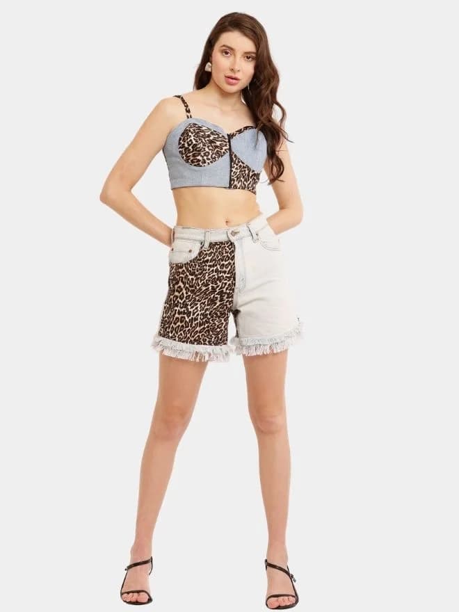 Leopard Print Denim Reworked Co-Ord Set — image 1 of 7