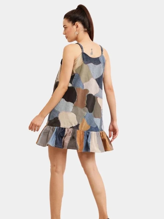 Vintage Abstract Patchwork Dress thumbnail 4