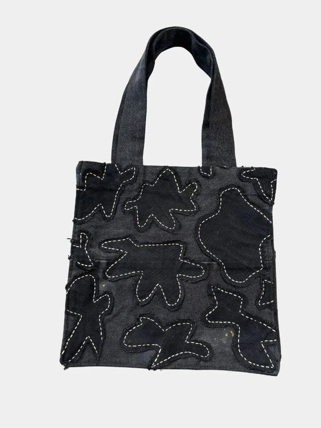 Eco-Noir Abstract Patchwork Denim Tote Bag — image 1 of 2