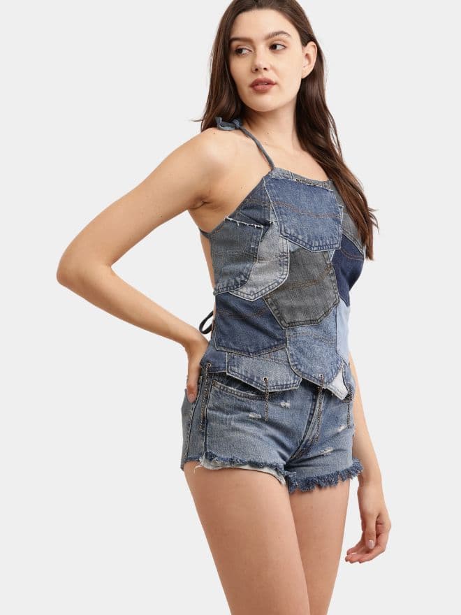 The Backless Pocket Top – Recycled Denim thumbnail 3