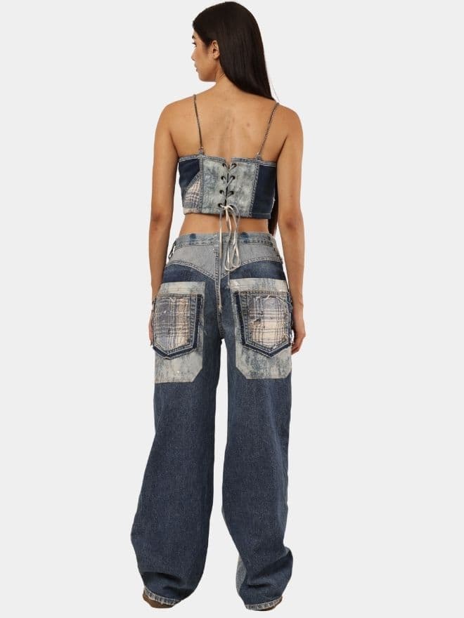 Bleached Denim Co-Ord Set with Silver Foil Detailing thumbnail 2