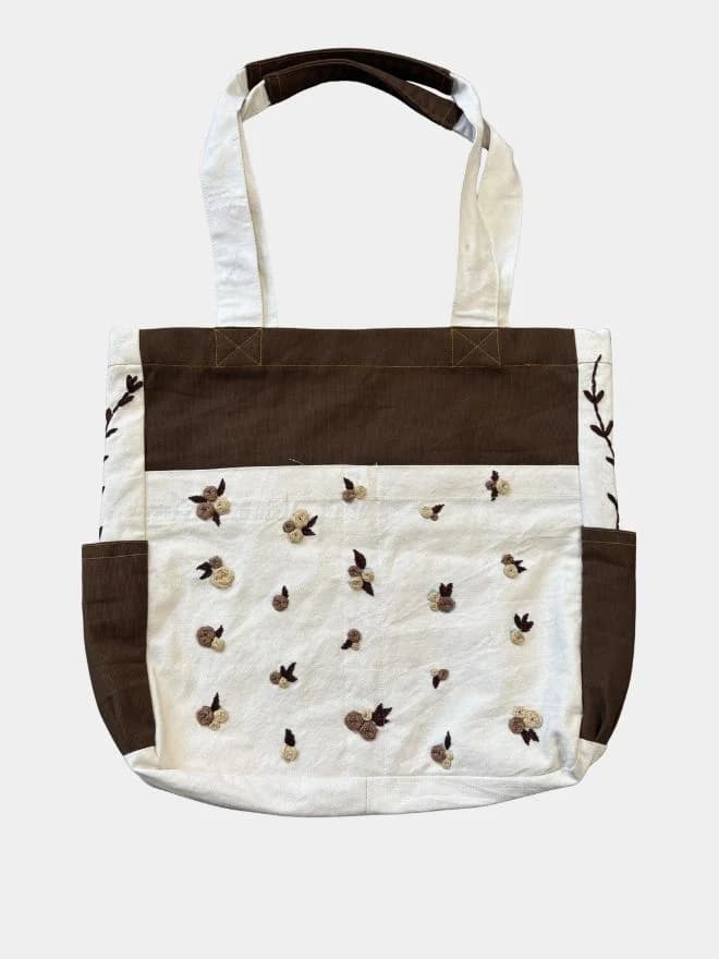 Vintage Theme Hand-Embroidered Denim Bag — image 1 of 2