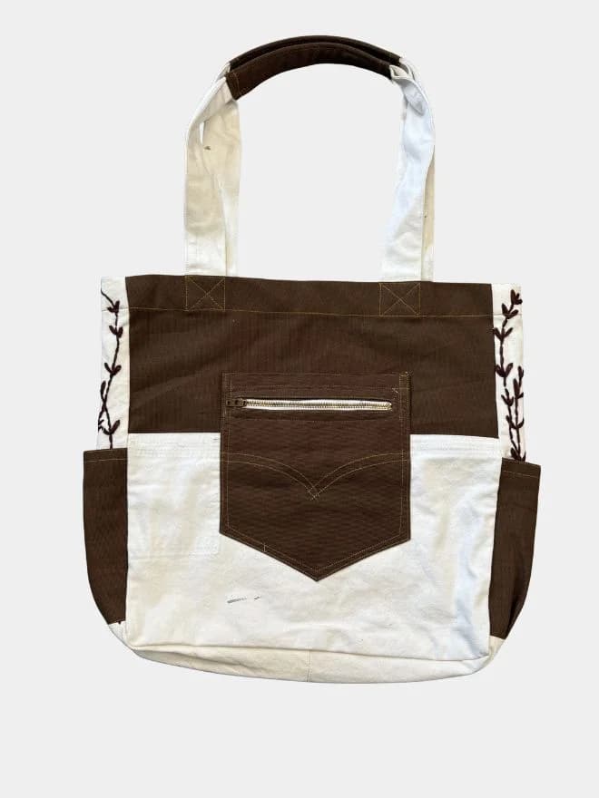 Vintage Theme Hand-Embroidered Denim Bag thumbnail 2