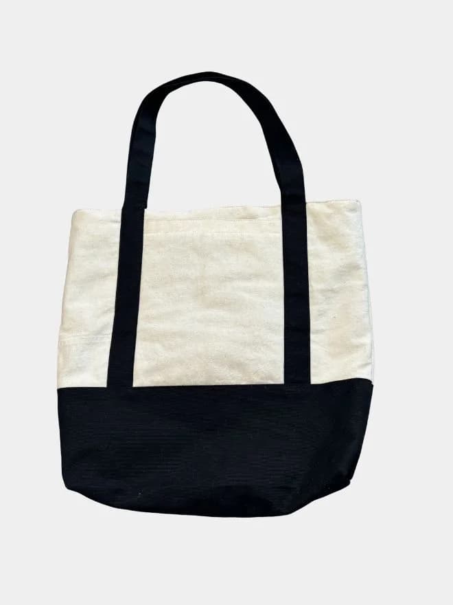 Monochrome Canvas & Vintage Denim Tote Bag thumbnail 2