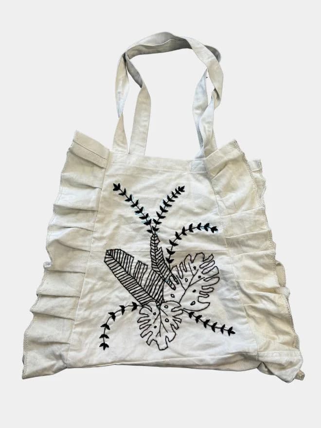 Botanical Embroidered Recycled Vintage Tote Bag — image 1 of 2