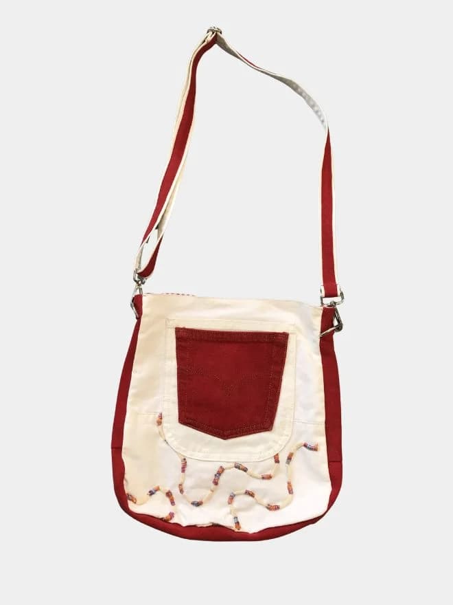 Crimson Upcycled Denim Tote Bag — image 1 of 2