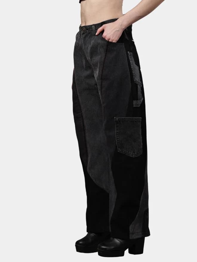Duo Tone Black Pants with Side & Back Pocket Details thumbnail 4