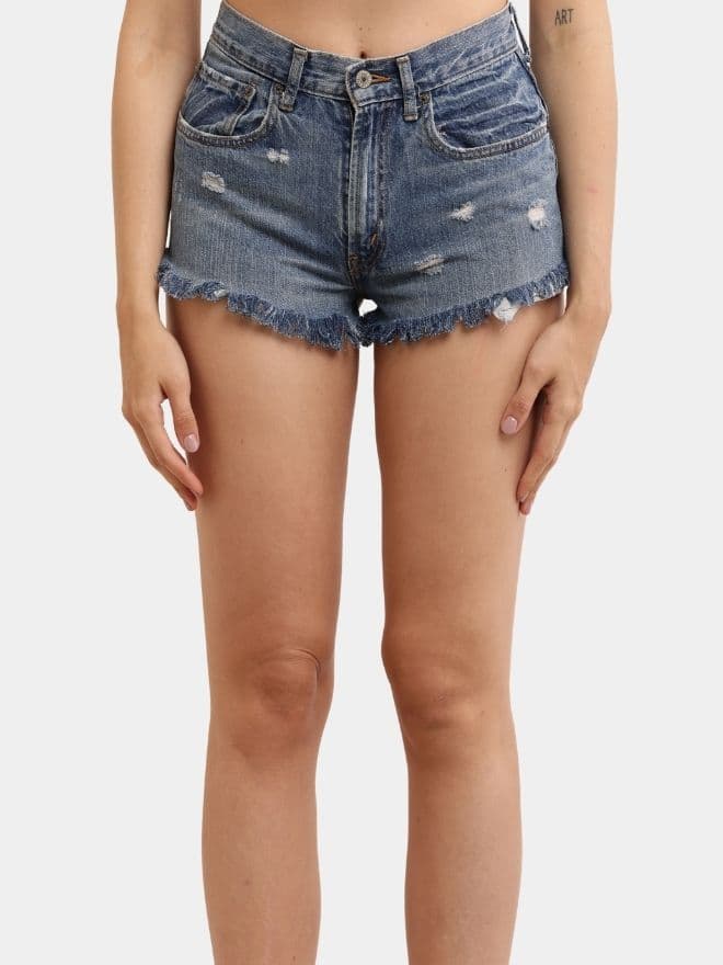 Distressed Hem Blue Denim Shorts thumbnail 3