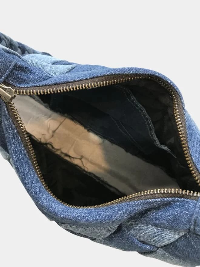 Interlocking Denim Patchwork Hobo Bag thumbnail 2