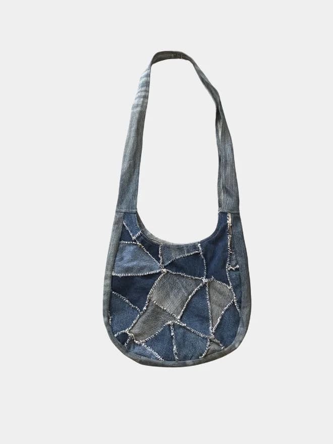 Upcycled Vintage Denim Patchwork Shoulder Bag — image 1 of 2