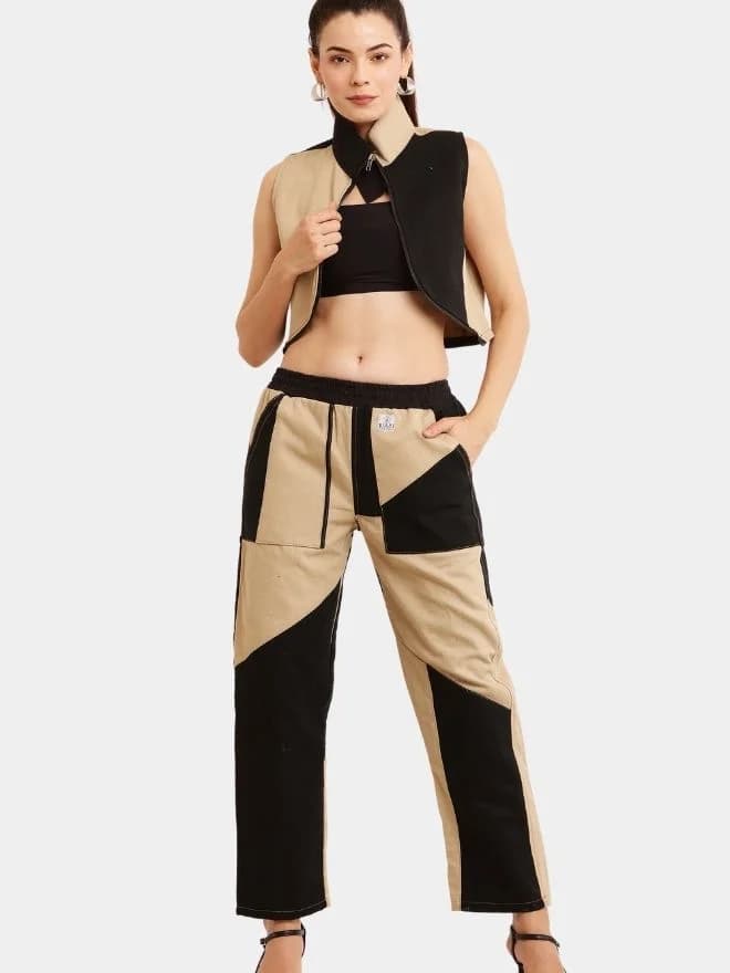 Geometric Colour Block Denim Co-Ord Set — image 1 of 11