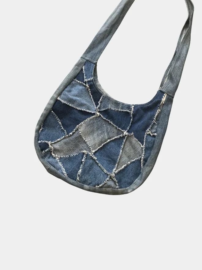 Upcycled Vintage Denim Patchwork Shoulder Bag thumbnail 2