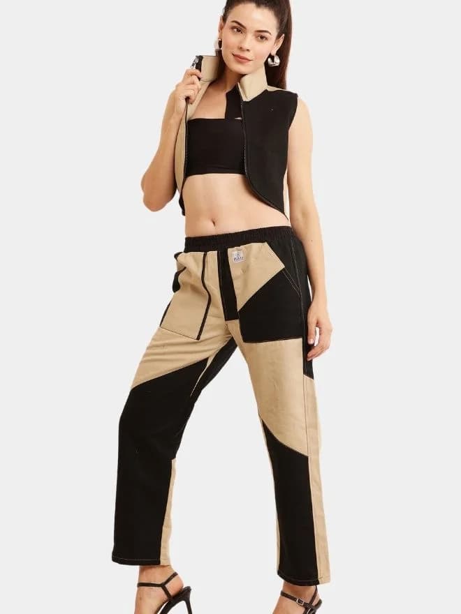 Geometric Colour Block Denim Co-Ord Set thumbnail 2