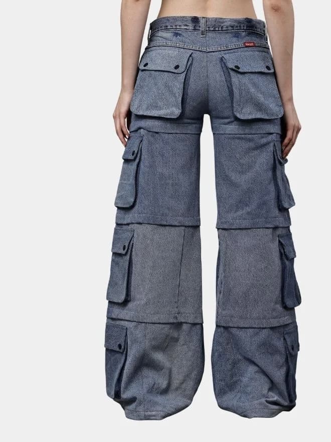 Reworked Denim Multi-Pocket Cargo Pants thumbnail 2