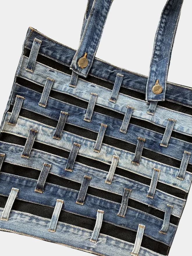 Waistband Upcycled Denim Tote Bag thumbnail 2