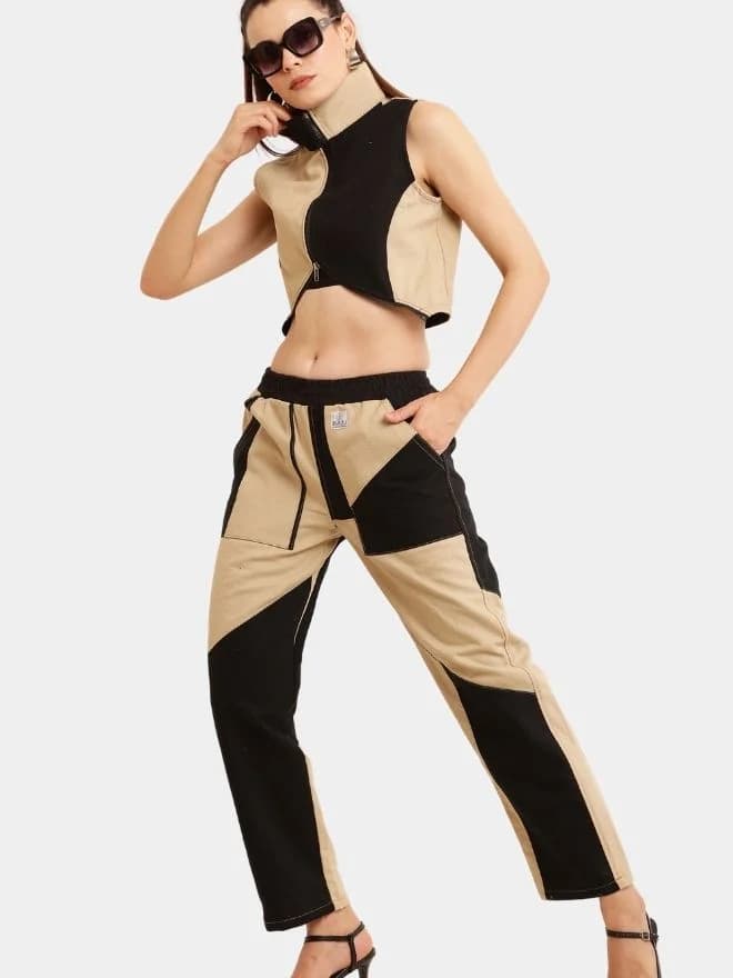 Geometric Colour Block Denim Co-Ord Set thumbnail 3