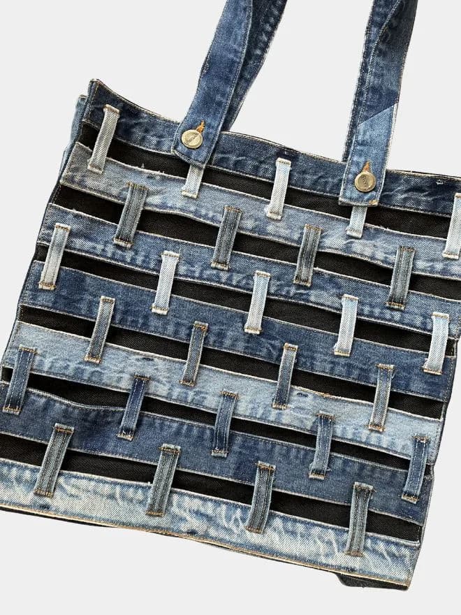 Waistband Upcycled Denim Tote Bag thumbnail 3