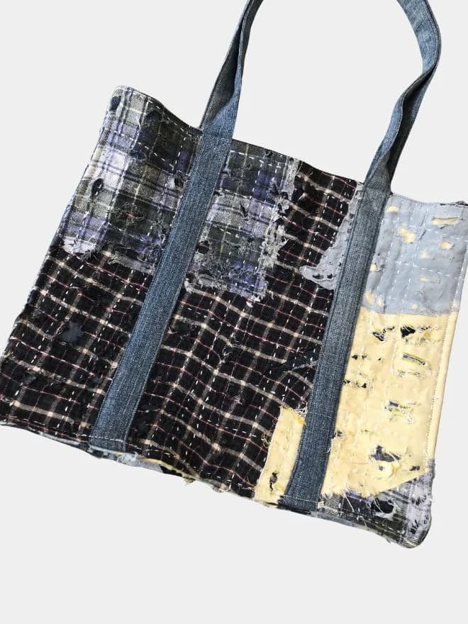 Boro-Inspired Handmade Patchwork Tote Bag thumbnail 3