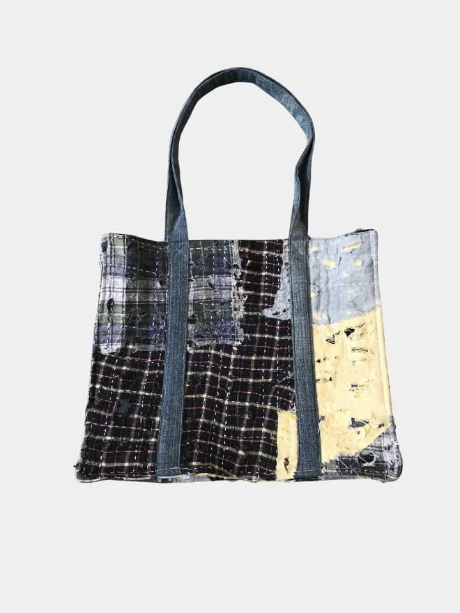Boro-Inspired Handmade Patchwork Tote Bag thumbnail 4