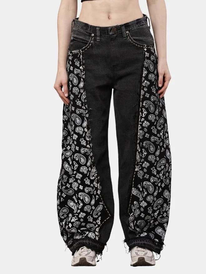 Black Paisley Baggy Pants – Hand-Stitched — image 1 of 17