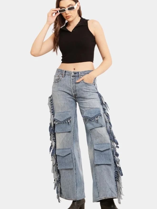 Fringe Cargo Reworked Levi’s Jeans thumbnail 3