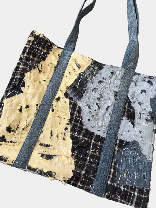 Boro-Inspired Handmade Patchwork Tote Bag thumbnail 2
