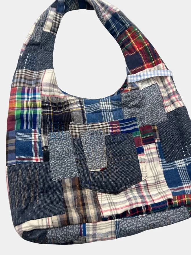 Patchwork Upcycled Fabric Tote Bag thumbnail 2