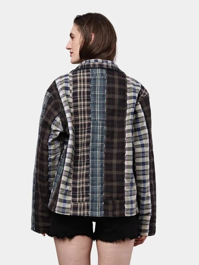Reworked Patchwork Checker Shirt Jacket thumbnail 2