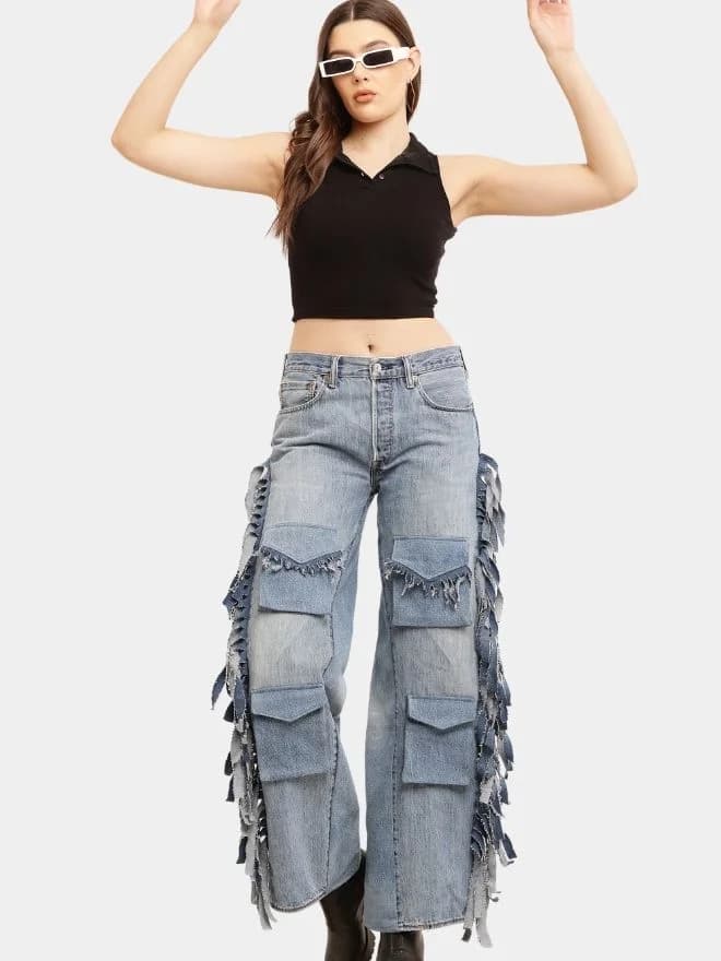 Fringe Cargo Reworked Levi’s Jeans thumbnail 2