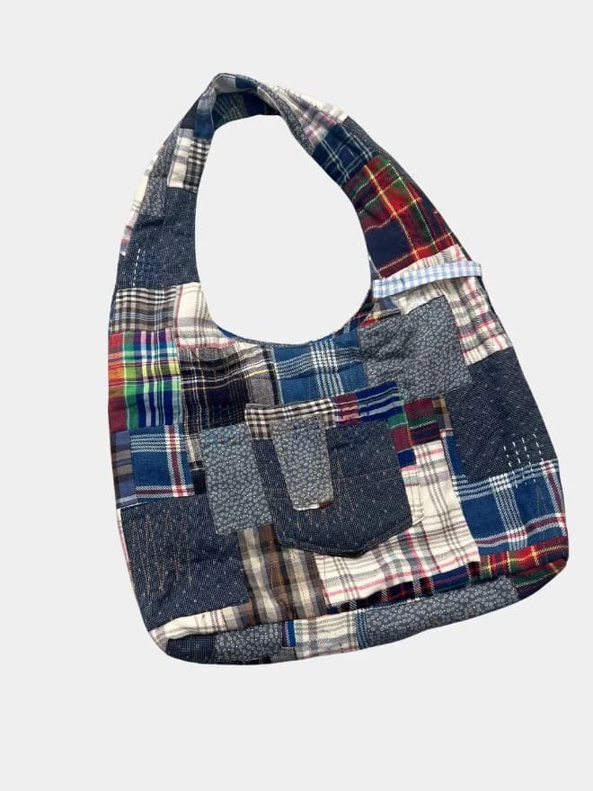 Patchwork Upcycled Fabric Tote Bag thumbnail 3